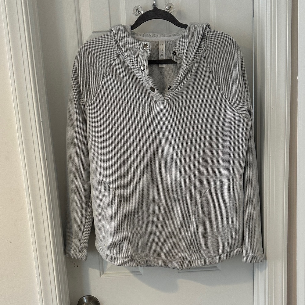Kyodan Light Gray Hooded Snap-Neck Pullover Sweater